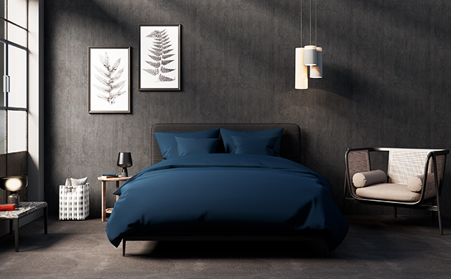 Bettwäsche MR MATTRESS Baumwollsatin marineblau
